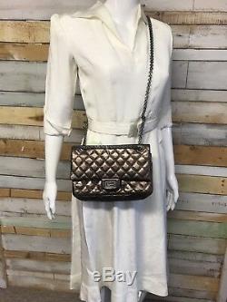 BRAND NEW limited edition reissue Chanel 2.55 metallic bag with mini purse