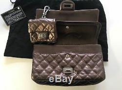 BRAND NEW limited edition reissue Chanel 2.55 metallic bag with mini purse