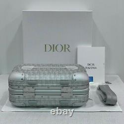 Brand New Authentic Dior x RIMOWA Silver Aluminum Hand Case Limited Edition Grey