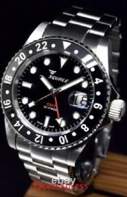 Brand New Squale 1545 30 Atmos BLACK GMT CERAMICA Watch Under Warranty