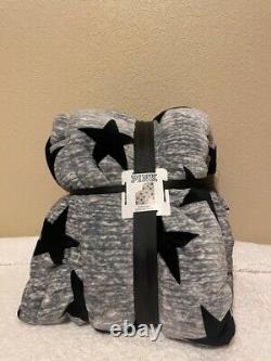 Brand New Victorias Secret Pink Sherpa Blanket Gray Black Stars Limited Edition