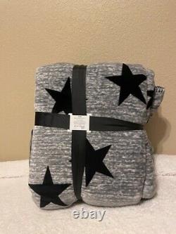 Brand New Victorias Secret Pink Sherpa Blanket Gray Black Stars Limited Edition