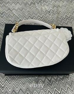CHANEL white quilted calfskin small underline flap bag BRAND NEW full set (2019)