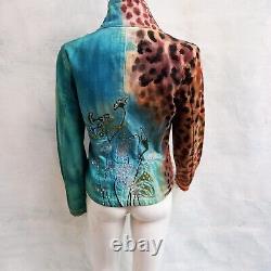 Denim woman jacket luxury brand autumn spring brown blue sequin embroidered bead