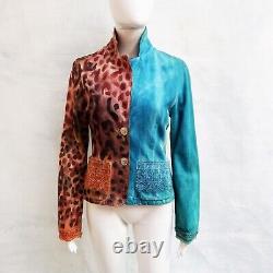 Denim woman jacket luxury brand autumn spring brown blue sequin embroidered bead