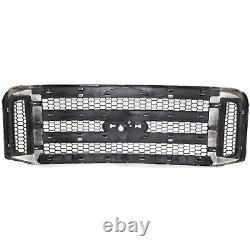 Grille For 2005-2007 Ford F-250 F-350 Super Duty Chrome Shell and Gray Insert