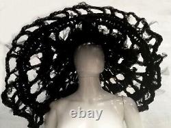 Hat vintage woman fashion original iconic tulle crochet wide brim accessories SM
