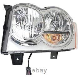 Headlight Kit For 2005-2007 Jeep Grand Cherokee Left and Right with Bumper Cover