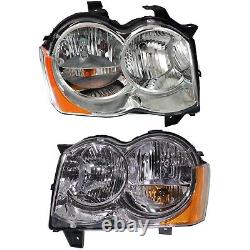 Headlight Set For 2008-2010 Jeep Grand Cherokee Left and Right With Bulb 2Pc