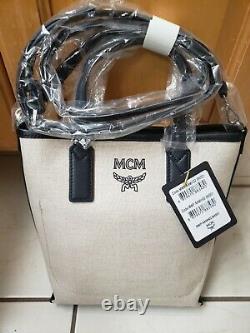 NWT Genuine'MCM' Glitch Logo Canvas Tote Shoulder Bag & Mini Purse - Brand New