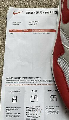 Nike Air Max 1 Anniversary 2017/2018 UK 10 US 11 EU 45 Red White AM1 Brand New