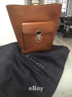 Ralph Lauren Ricky Italy Tan Leather RL Bucket Shoulder Bag Brand New