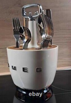 SMEG Brand New Cutlery Set 6x4 With Cutlery Caddy Cream Color Limited Edition