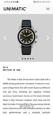 Unimatic U3-A Watch Brand New Limited Edition Low Number 40mm