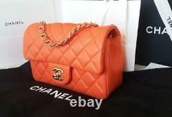 Authentique Chanel Summer Mini Nectarine/peach Flap Bag Lambskin Rare & Brand New