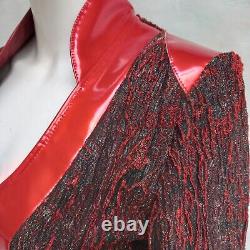 Blazer Femme Veste Mode Italienne Marque Large Rouge Noir Brevet De Luxe Automne