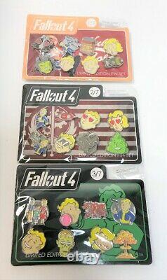 Brand New Bethesda Thinkgeek Fallout Edition Limitée Icon Enamel Pin Set 1 2 & 3