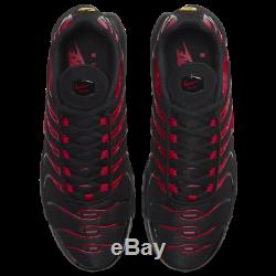 Brand New Nike Hommes Air Max Plus Athletic Training Chaussures Noir Et Rouge