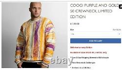 Coogi Purple And Gold 50 Crewneck, Edition Limitée Flambant Neuf