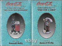 Edition Limitée Emmett Kelly Coca-cola Figurine (lot De 2, Nouvelle Marque Scellée!)