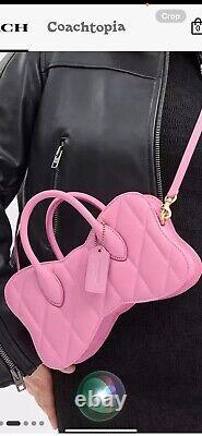 Édition limitée Tout neuf Sac Coach BOW Vivid Pink Runaway Tote Crossbody Bag