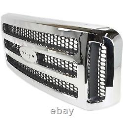 Grille Pour 2005-2007 Ford F-250 F-350 Super Duty Chrome Shell Et Gray Insert