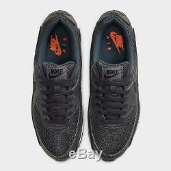 Marque New Nike Air Max 90 En Cuir Basketball Athletic Chaussures De Sport Gris Et Noir