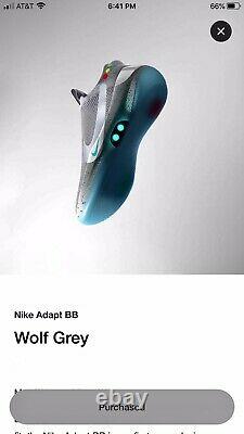 Nike Adapt Bb Air Mag Wolf Grey Shoes Taille 10.5 Retour À L’avenir Flambant Neuf