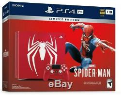 Nouveau Sony Ps4 Pro Console Bundlemarvel Spiderman Édition Limitée 1 To