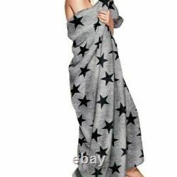 Nouvelle Marque Victorias Secret Pink Sherpa Blanket Gray Black Stars Edition Limitée