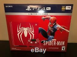 Rare Playstation Ps4 Pro 1tb Limited Edition Spider-man Console Bundle Tout Neuf