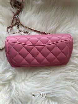 Tout Nouveau Chanel 21p Mini Flap With Chain Bag Pink With Rainbow Pink Hardware
