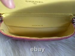Tout Nouveau Chanel 21p Mini Flap With Chain Bag Pink With Rainbow Pink Hardware