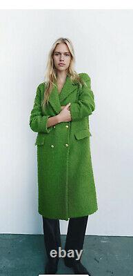 Zara Long Coat Limited Edition Moss Green Size S Bloggers Fav Brand New